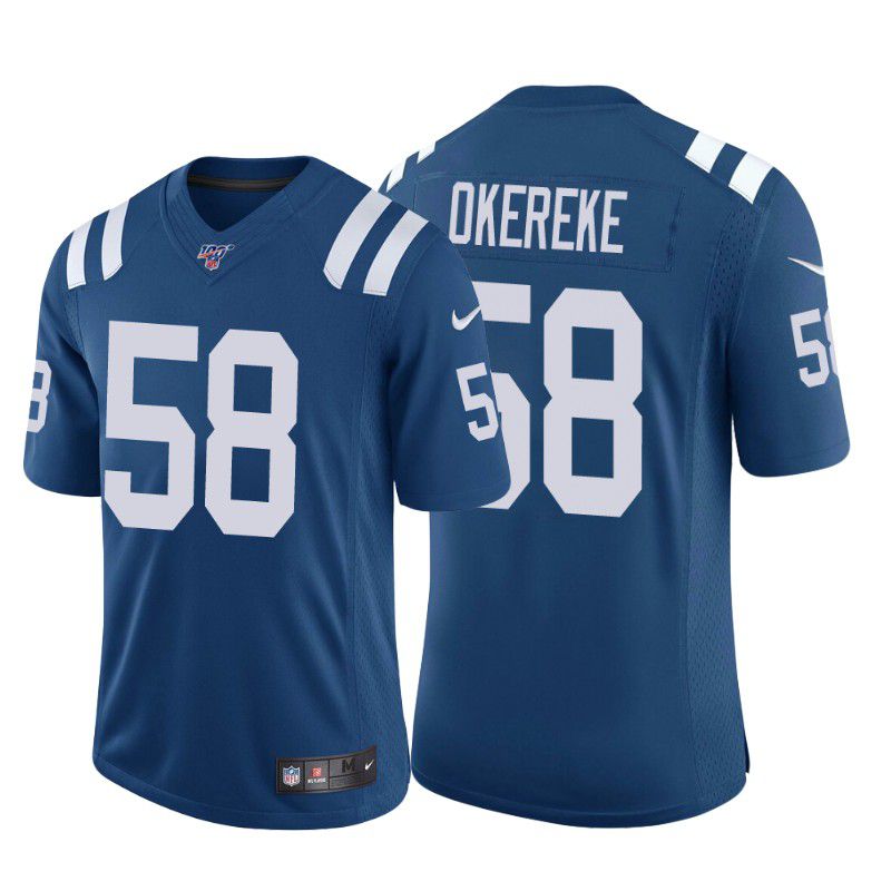 Men Indianapolis Colts #58 Bobby Okereke Nike Royal 100th Limited NFL Jersey